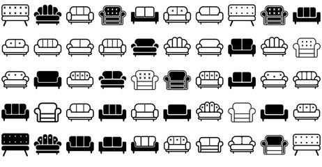Set Of Linear Furniture Icons Collection Isolated Silhouette Solid Icons Including Classic-Sofa,Seat-Sofa,Furniture,Seat,Sofa Infographic Simple Vector Illustration Logo