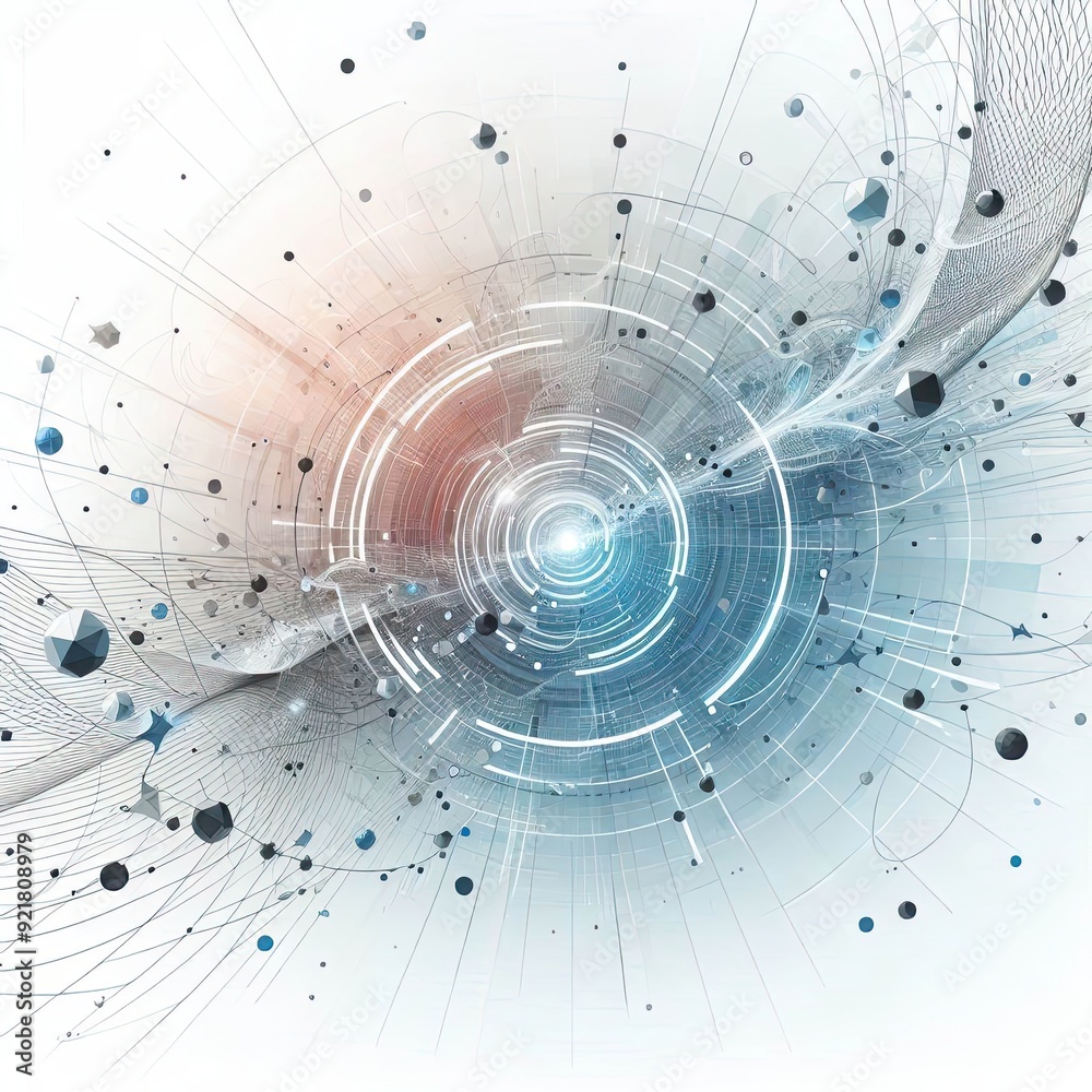Poster abstract white background poster with dynamic. technology network vector illustration.. ai generativ
