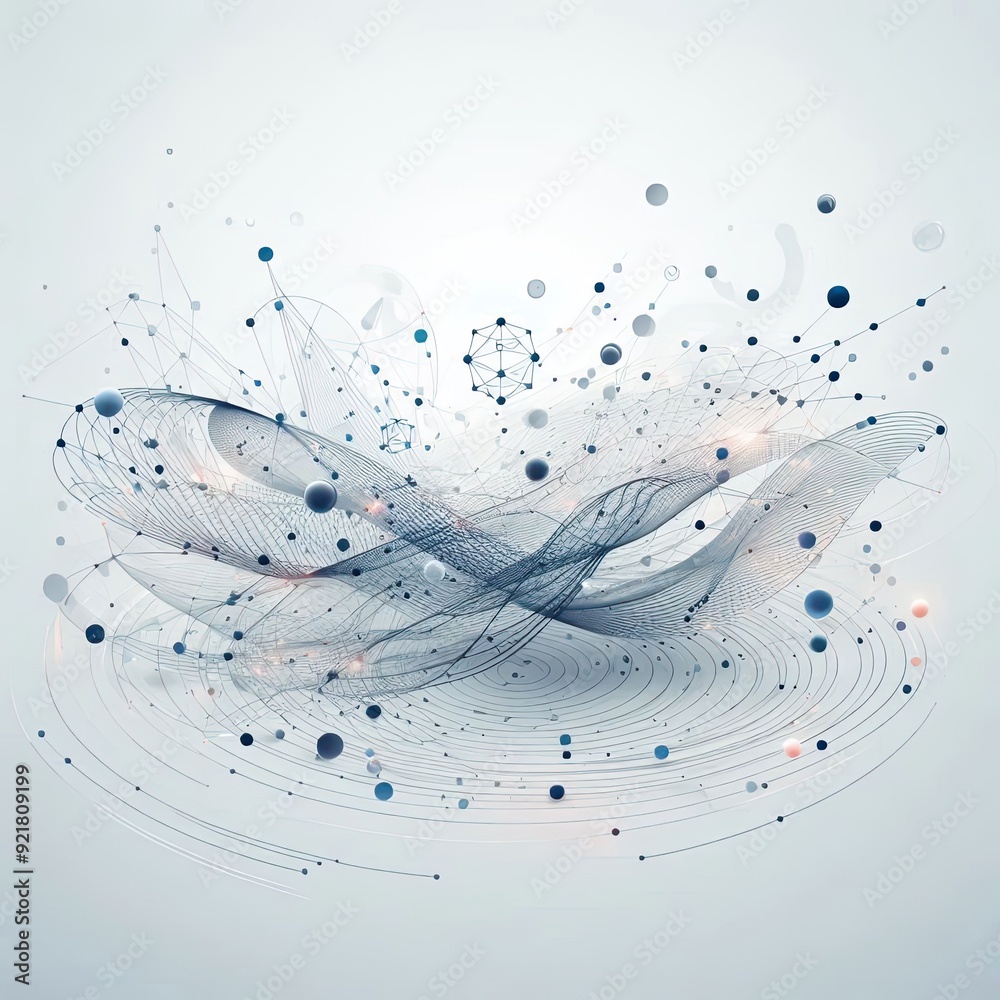 Fototapete Abstract white background poster with dynamic. technology network Vector illustration.. AI generative