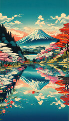 Obraz premium 浮世絵（Ukiyoe）／富士山 