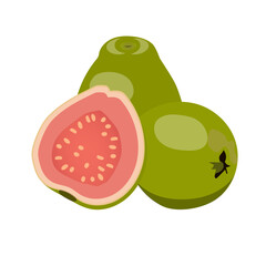 断面の見える3個のグァバのベクターイラスト