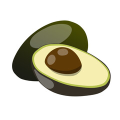 カット面が見えるアボカドのベクターイラスト