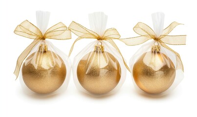 Christmas ball in transparent plastic bag