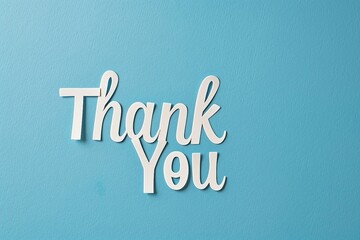 Modern Thank You Card with Bold White Text on a Soft Blue Gradient Background. Generative AI