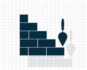 Vector dark color icon with shadow on light checkered background