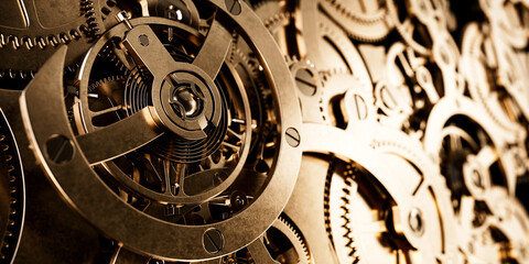 clock gear background and abstract . 3d, rendering, illustration,