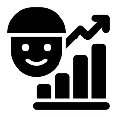 customer growth, customer insight, customer analysis, customer report, customer data, data visualization solid glyph icon