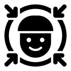 customer centric, customer focus, customer oriented, client focused, target customer, costumer goals, customer centricity, customer orientation solid glyph icon