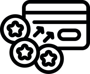 Loyalty program increasing status with stars on a credit card, earning points and getting rewards