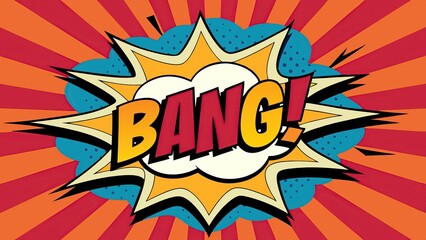 Fototapeta premium Colorful comic book explosion with bang text