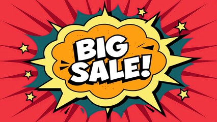 Obraz premium Comic style big sale advertisement in vibrant colors