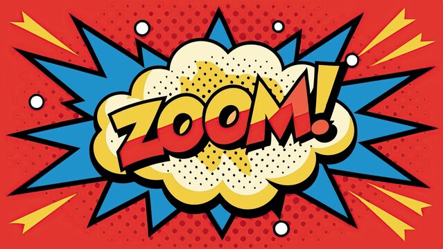 Colorful comic book background with zoom text illustration