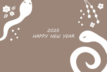 二匹のへびのブラウンの年賀状