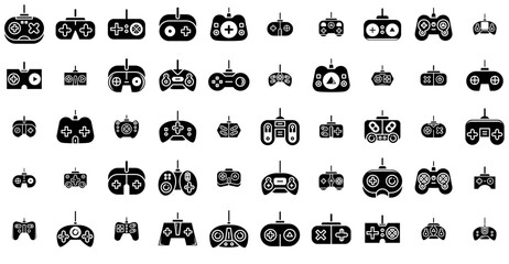 Set Of Gamepad Solid Icons Silhouette Vector Logo Design Containing Console,Gamepad,Electronic,Play,Controller Set Vector Flat Line Icons