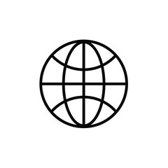 Web icon symbol. Black globe sign.