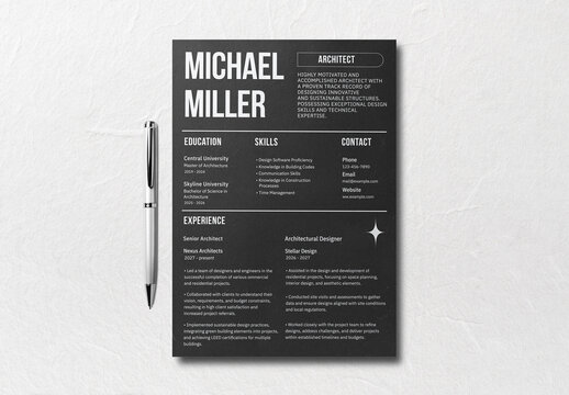 Flatlay Dark Resume Mockup