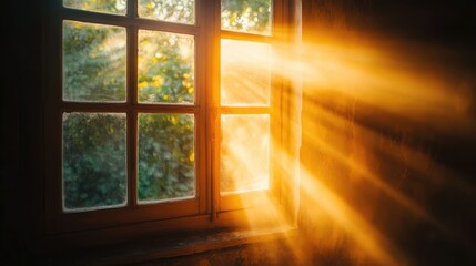 Fototapeta premium Soft light shining through a window, creating a serene atmosphere of belief and the promise of a new day