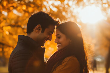 Fototapeta premium Indian Couple in Autumn Park