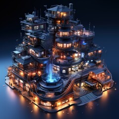 Futuristic Urban Underworld Depicted in Isometric Game Art Style
