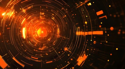 orange Abstract technology background circles digital hi-tech technology design background. concept innovation. vector illustration