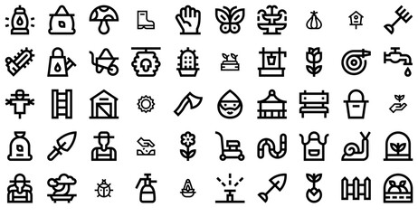 Set Of Gardening Icons Collection Isolated Silhouette Solid Icons Including Gardening,Nature,Garden,Farm,Farming Vector Icons Illustration Collection