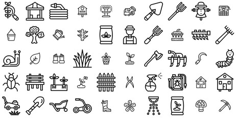 Set Of Linear Garden Thick Line Icons Web Header Banner Design Containing Plant,Nature,Garden,Farming,Gardening Business Infographic Elements Logo Vector Illustration