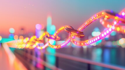 Fototapeta premium An abstract visualization of blockchain's application in supply chain innovation, showcasing digital nodes and transparent data exchanges.