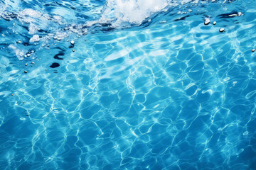 Fototapeta premium Processed collage of blue water waves texture in sunlight. Background for banner, backdrop