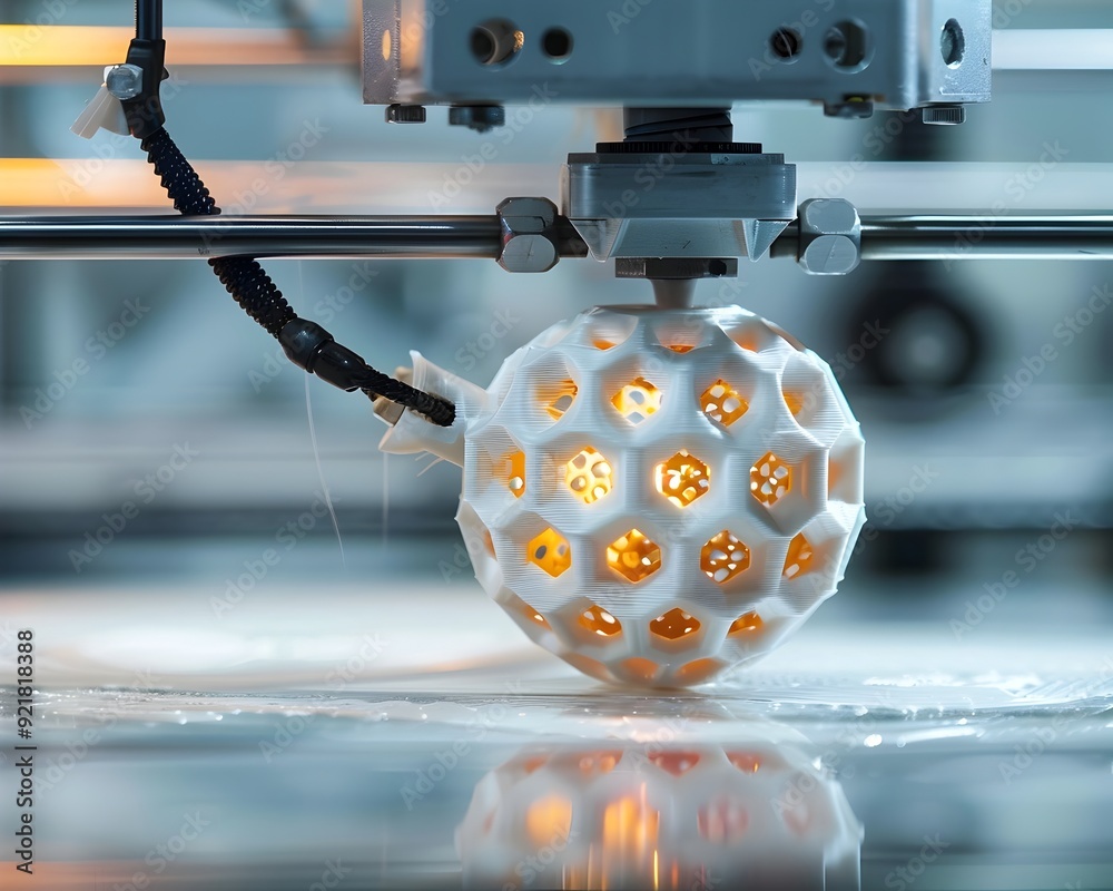 Poster advanced 3d printer fabricating a sophisticated object layer by layer showcasing modern manufacturin