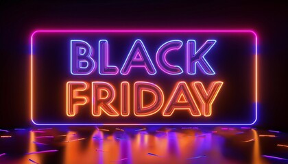Fototapeta premium Vibrant neon sign celebrating Black Friday, perfect for promoting sales and discounts during the holiday shopping season.