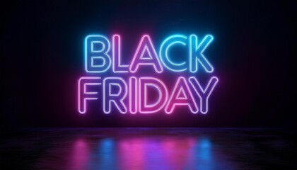 Obraz premium Vibrant neon sign displaying 'Black Friday' against a dark backdrop, symbolizing sales and shopping excitement during the holiday season.