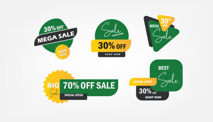 set of discount offer sale tag 