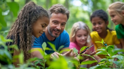 Children Learning About Insects In Nature.