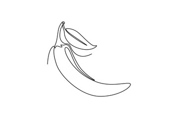 Continuous one line drawing whole healthy organic hot chili for farming or groceries logo identity. Fresh chilli pepper concept for vegetable icon. Single line draw design vector graphic illustration