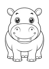 Fototapeta premium Artistic Hippopotamus Coloring Pages: Beautiful Designs for Kids. Cute. Hippopotamus. Coloring. Pages. Artistic