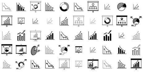 Mega Set Of Vector Graph Vector Symbols Apps, Websites Ui Designs Suitable For Graph,Line-Graph,Graph-Presentation,Chart,Data Vector Illustration Linear Pictogram Pack