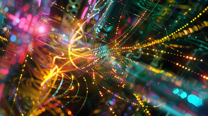 Fototapeta premium Abstract 3D Illustration of Colorful Lights and Lines