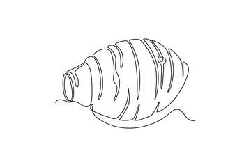Single one line drawing whole healthy organic taro for harvest logo identity. Fresh tropical plant edible corm concept for root vegetable icon. Continuous line draw design graphic vector illustration