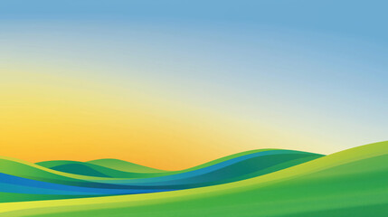 Obraz premium A beautiful landscape with a blue sky and green hills