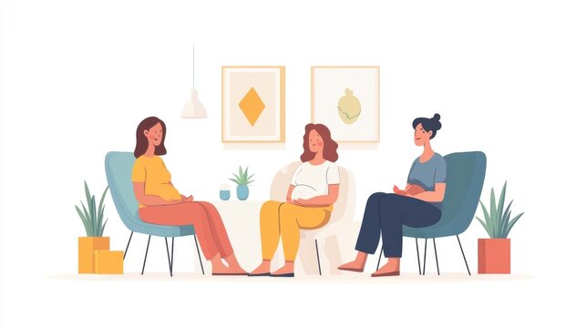 of a flat design women s prenatal health and education class