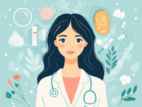 Comprehensive Reproductive Healthcare for Women s Well Being A Flat Design Depicting Essential Medical Services and Resources for Female Reproductive Health