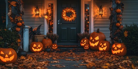 Obraz premium Spooky Decorated House Ready for Halloween