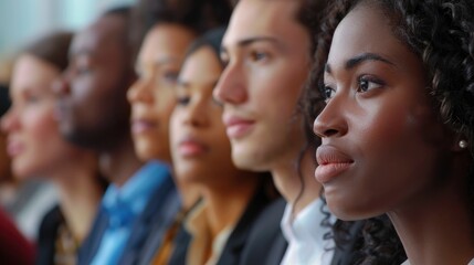 Obraz premium Close-Up Of Multiracial People Attending Business Meeting, Diverse And Engaged