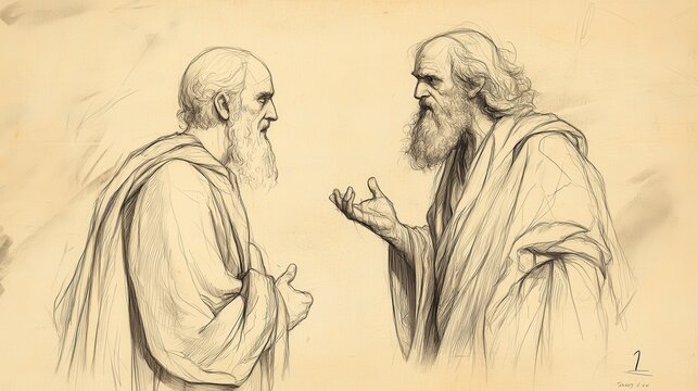Biblical Illustration of Samuel&rsquo;s Spirit Asking Saul Why He Has Disturbed Him by Bringing Him Up, Bible Wall Art with Beige Background