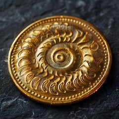 Captivating Spiral Design on Luxurious Golden Coin Concept