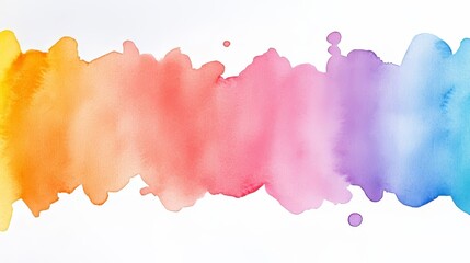 Energetic watercolor splashes in a vivid rainbow gradient, with a focus on dynamic color transitions and a lively, artistic expression