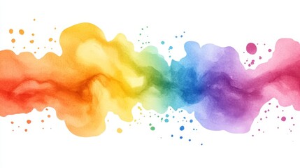 Energetic watercolor splashes in a vivid rainbow gradient, with a focus on dynamic color transitions and a lively, artistic expression