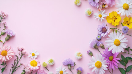 Obraz premium Colorful flowers on a background in pastel tones