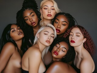 Obraz premium Inclusive women s studio photoshoot promoting body positivity and self acceptance