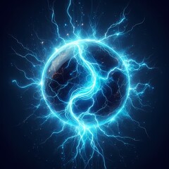 Neon Noir Electric Blue Lightning Ball